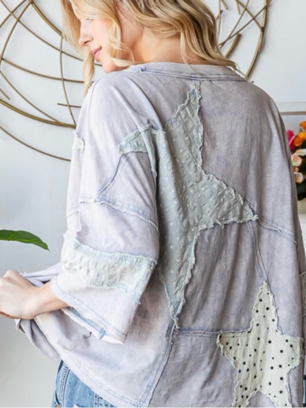 💕 171 Oli & Hali Women's Star Patchwork Top - Picture 3 of 4